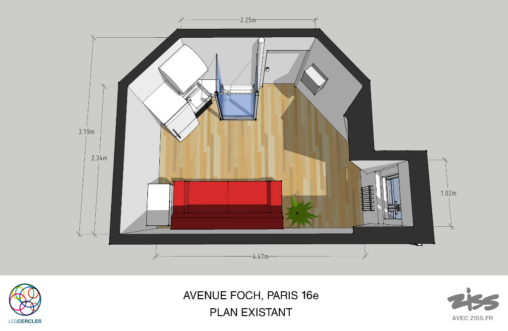 Agence les Cercles - Le Vésinet - 
Appartement 1 pièce de 12 m²
