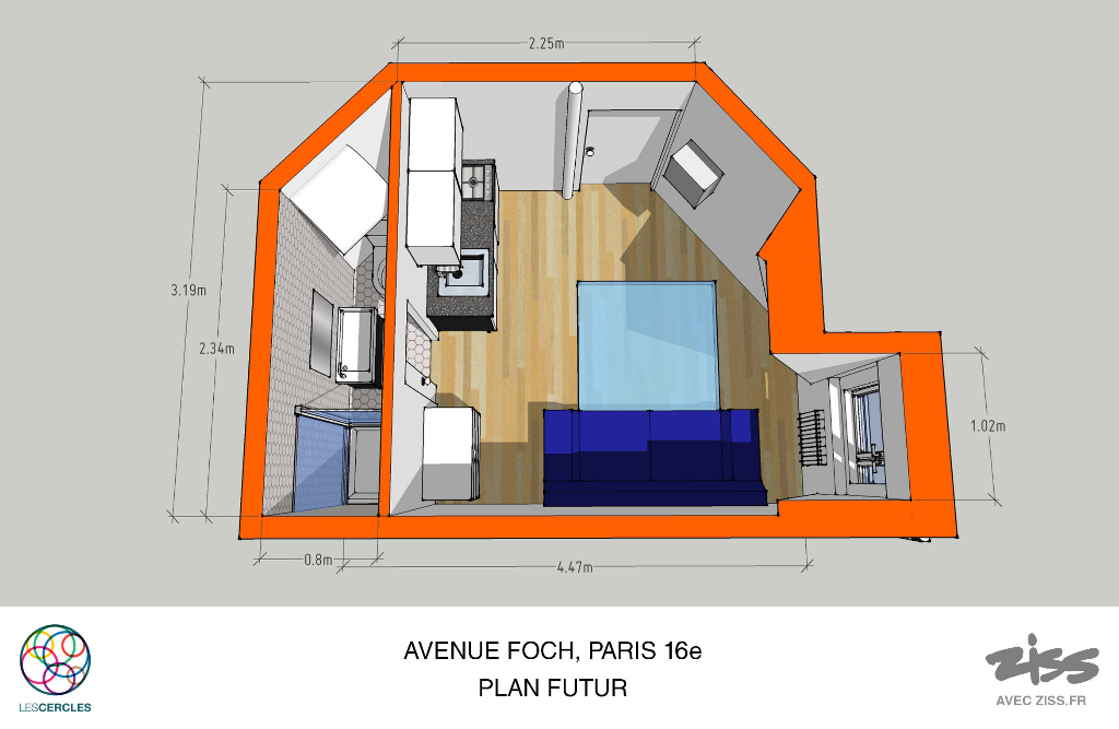 Agence les Cercles - Le Vésinet - 
Appartement 1 pièce de 12 m²
