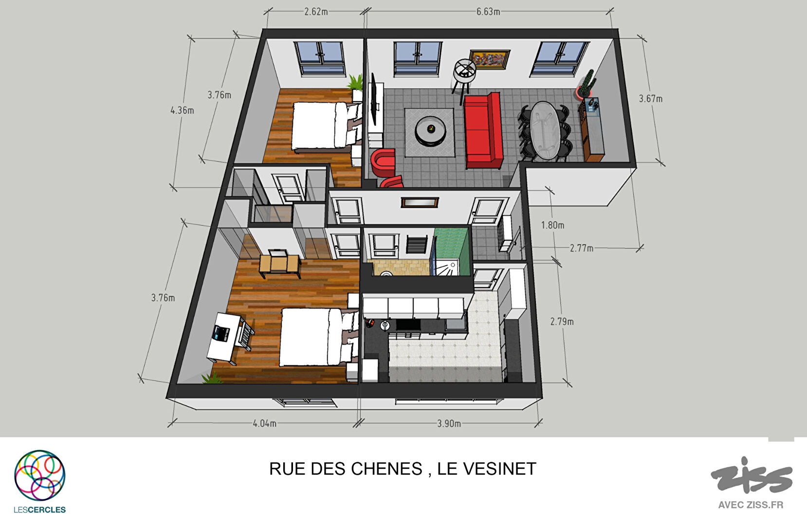 Agence les Cercles - Le Vésinet -
Appartement 3 pièces de 73 m²