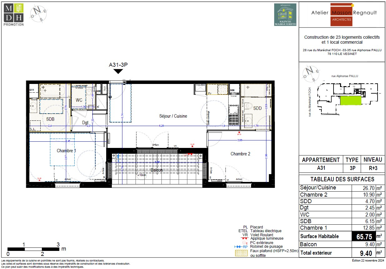 Agence les Cercles - Le Vésinet -
Appartement Neuf Le Vesinet 3 pièce(s) 65.75 m2 - ETOILE DU SUD