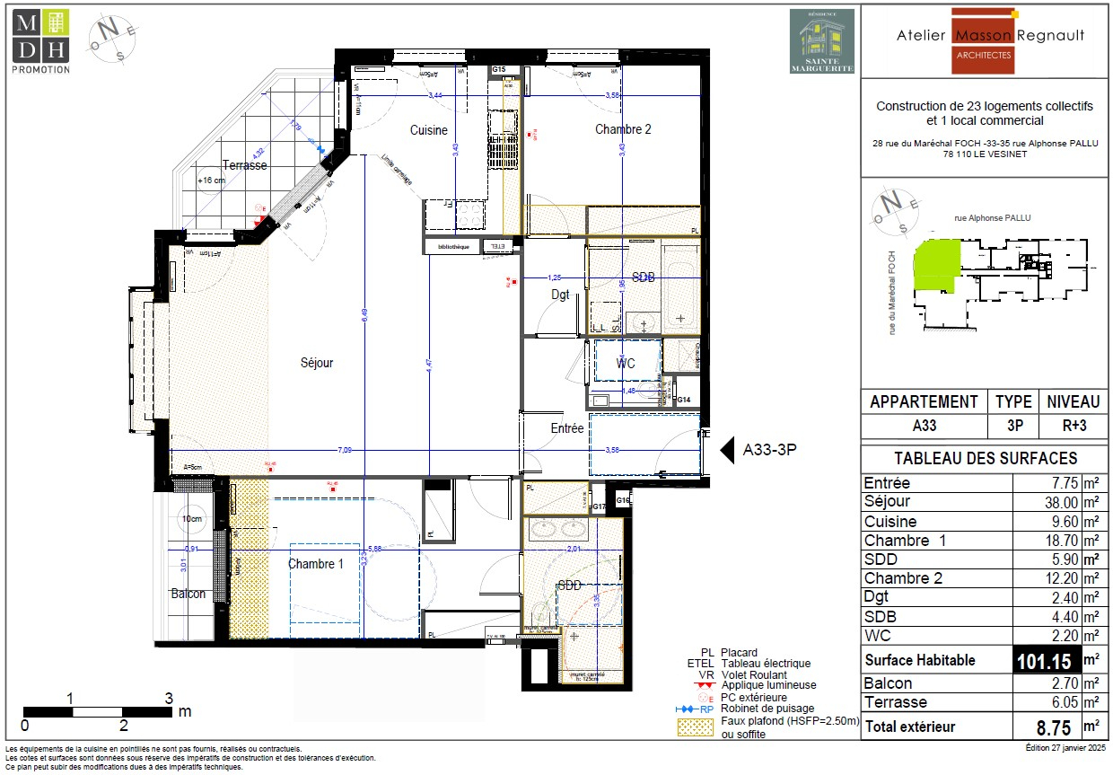 Agence les Cercles - Le Vésinet -
Appartement Neuf Le Vesinet 3 pièce(s) 101,15 M2 - BARON HAUSSMANN
