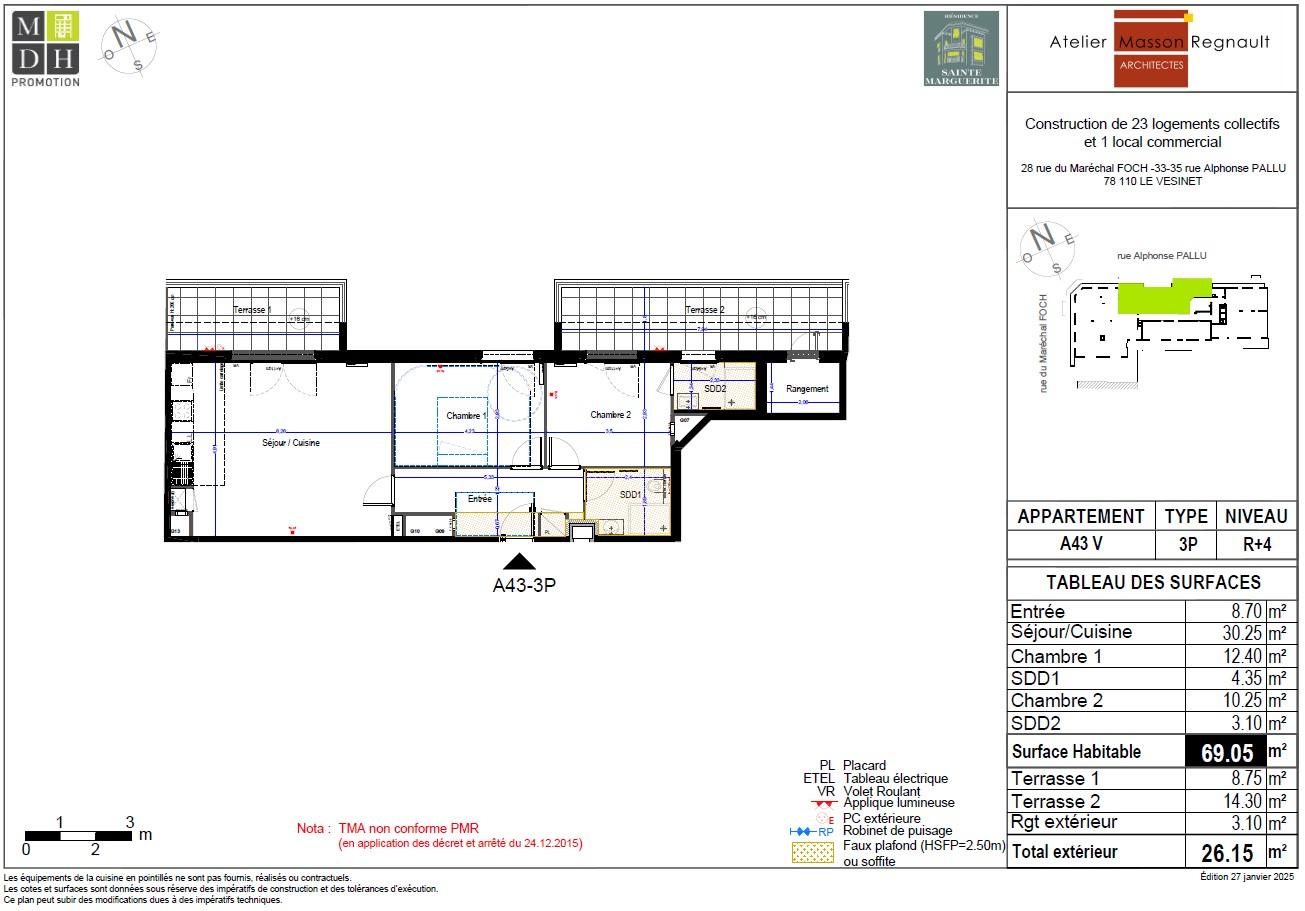 Agence les Cercles - Le Vésinet -
Appartement Neuf Le Vesinet 3 pièce(s) 69,05 m2 - ETOILE DU NORD