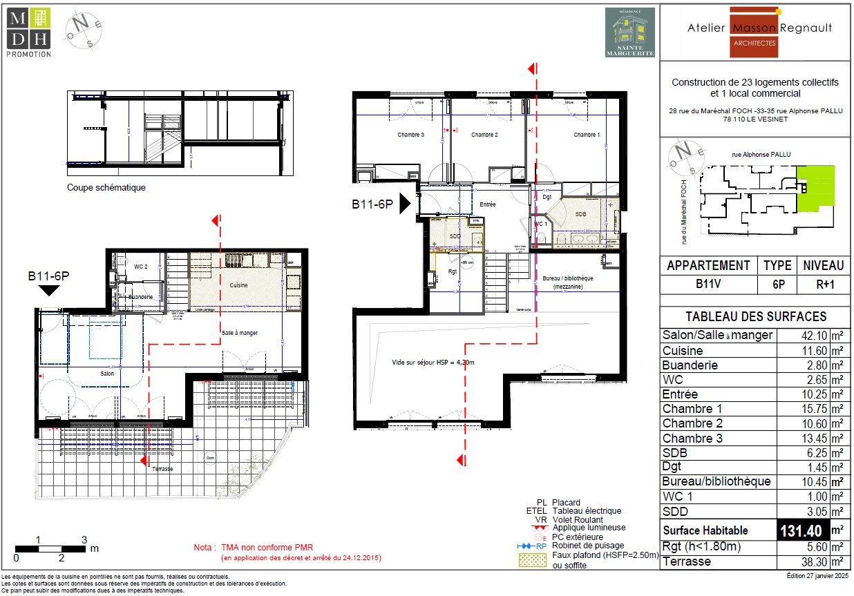 Agence les Cercles - Le Vésinet -
Appartement Neuf Le Vesinet 3 pièce(s) 131,40 m2 - DUPLEX PALLU