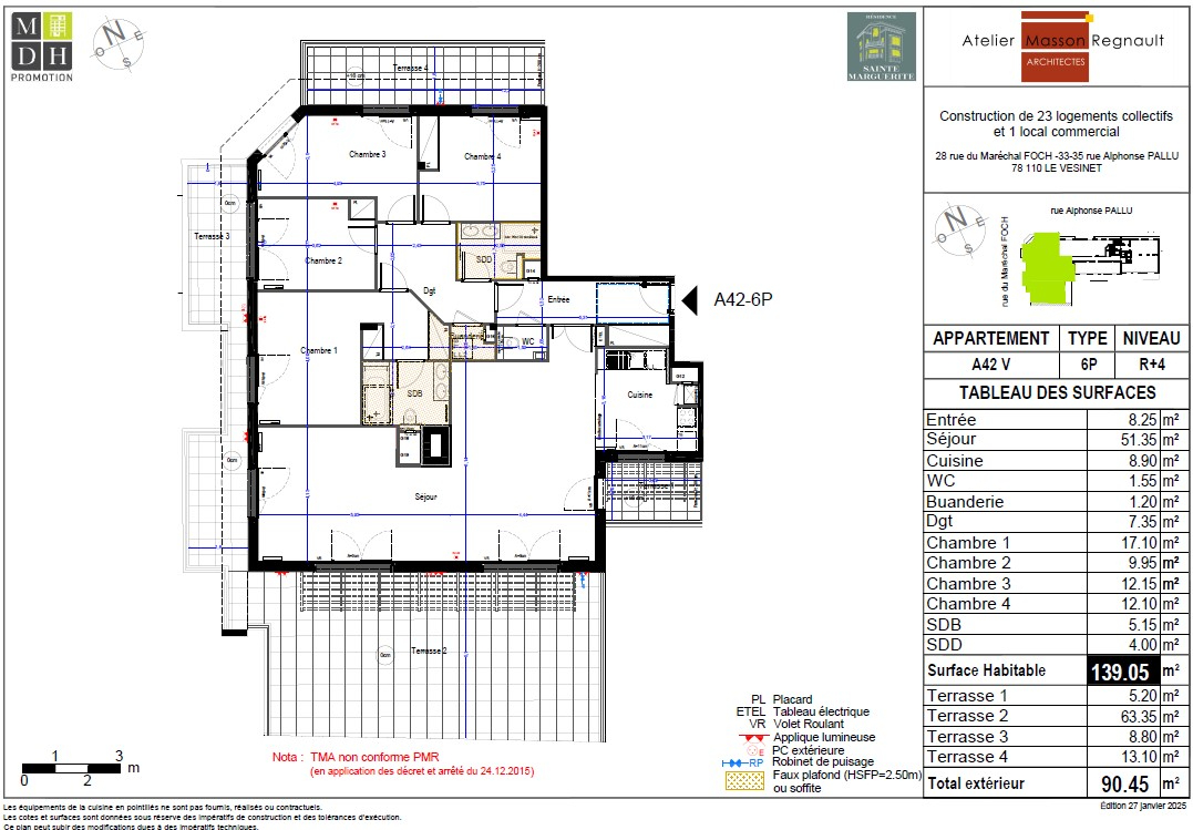Agence les Cercles - Le Vésinet - 
Appartement Neuf Le Vesinet 6 pièce(s)  139,05 m2 - ALTITUDE 360
