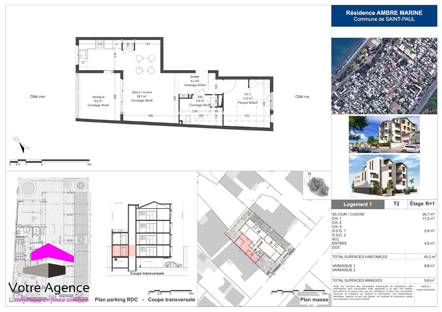 Photo T2 lumineux avec varangue & parking image 3/6