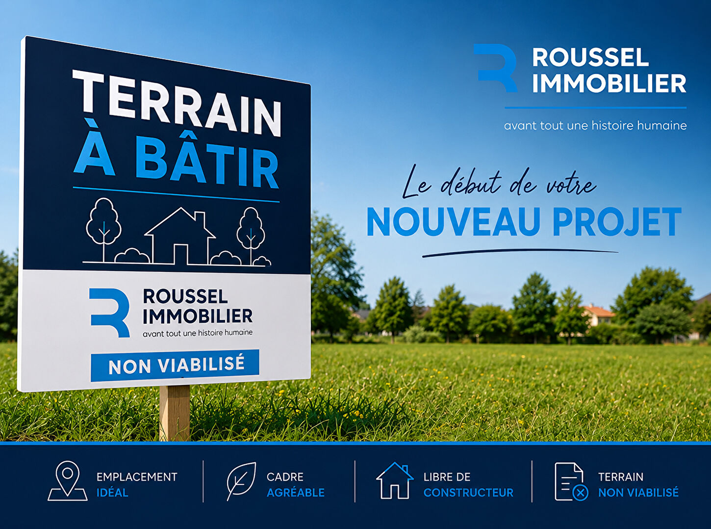 Terrain constructible - Non viabilisé - 1400m2 - Moncé en Belin