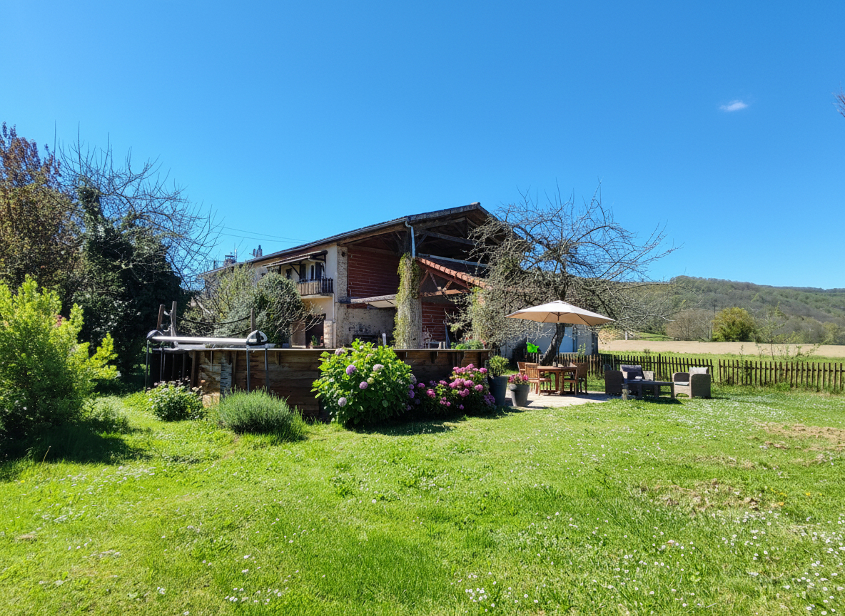 Maison avec gîte, piscine, jardin constructible et garage