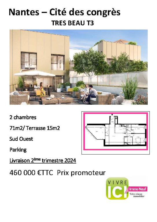 Photo Appartement Nantes 3 pièce(s) 71 m2 image 1/1