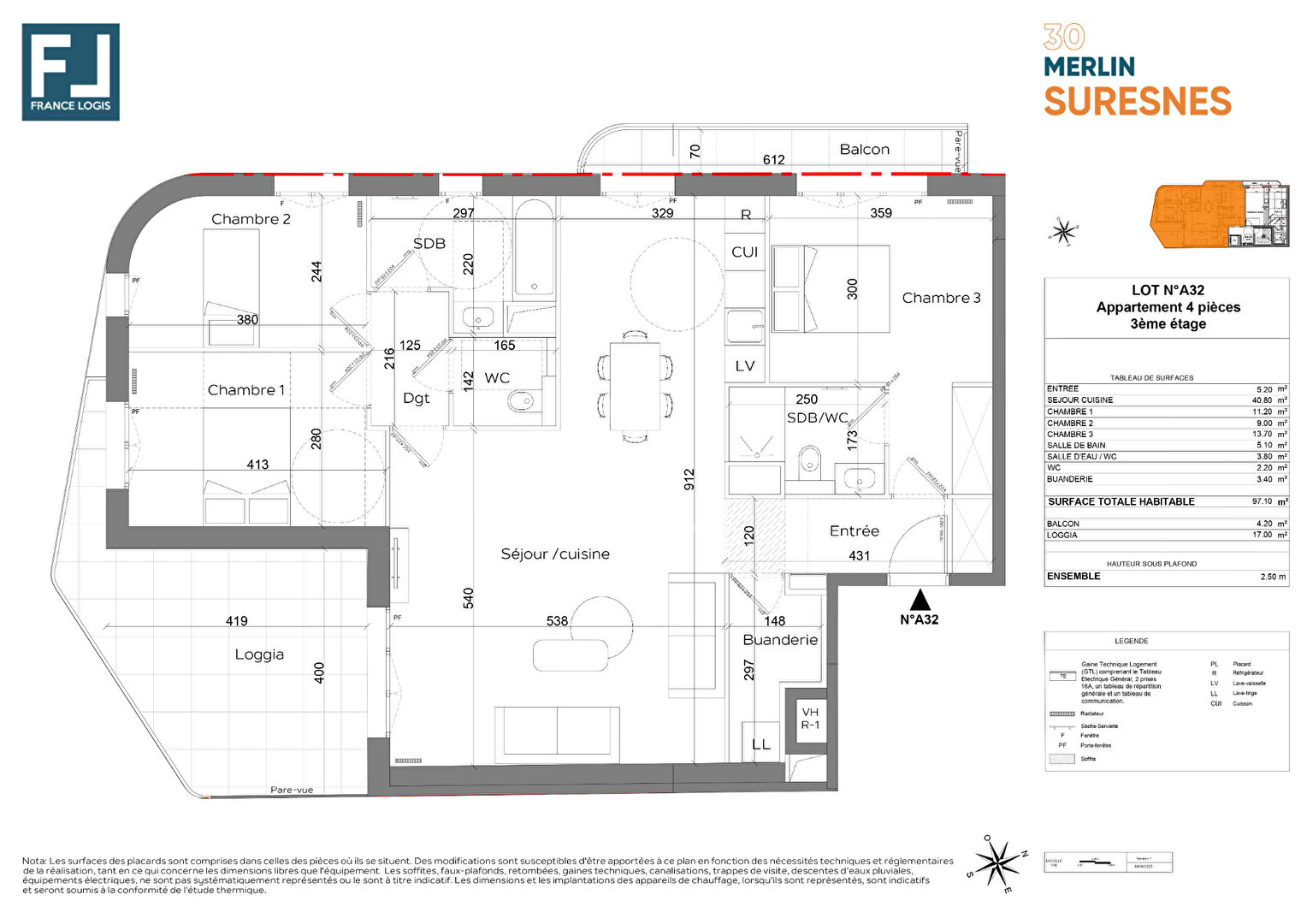 Photo Appartement Suresnes 4 pièce(s) 97.10 m2 FRAIS DE NOTAIRE OFFERTS image 2/4