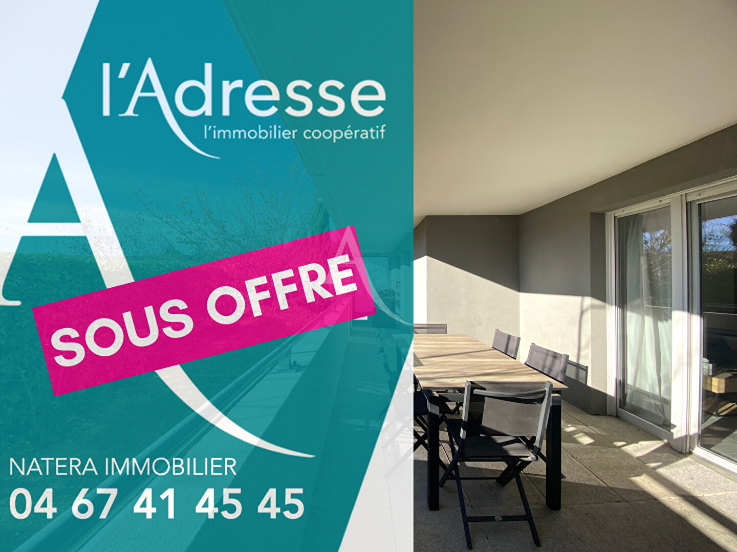 Appartement Grabels 4 pièces 83 m2, deux terrasses.
