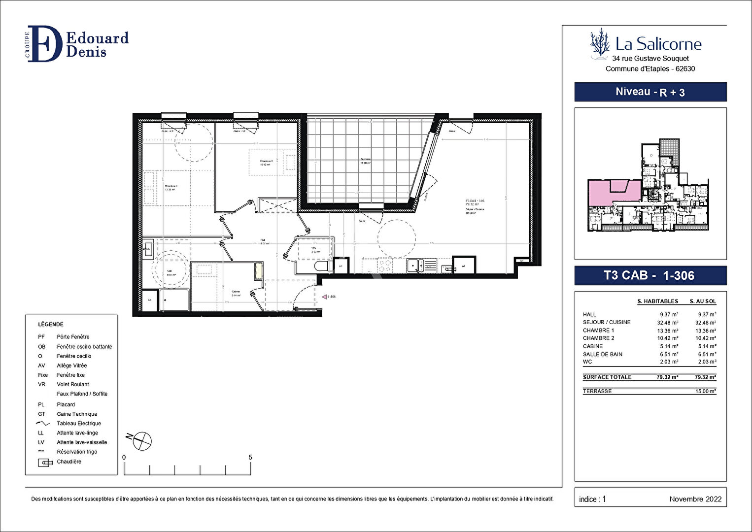 Photo Appartement Etaples 3 pièces + cabine 79.32m² + terrasse 15m² image 3/4