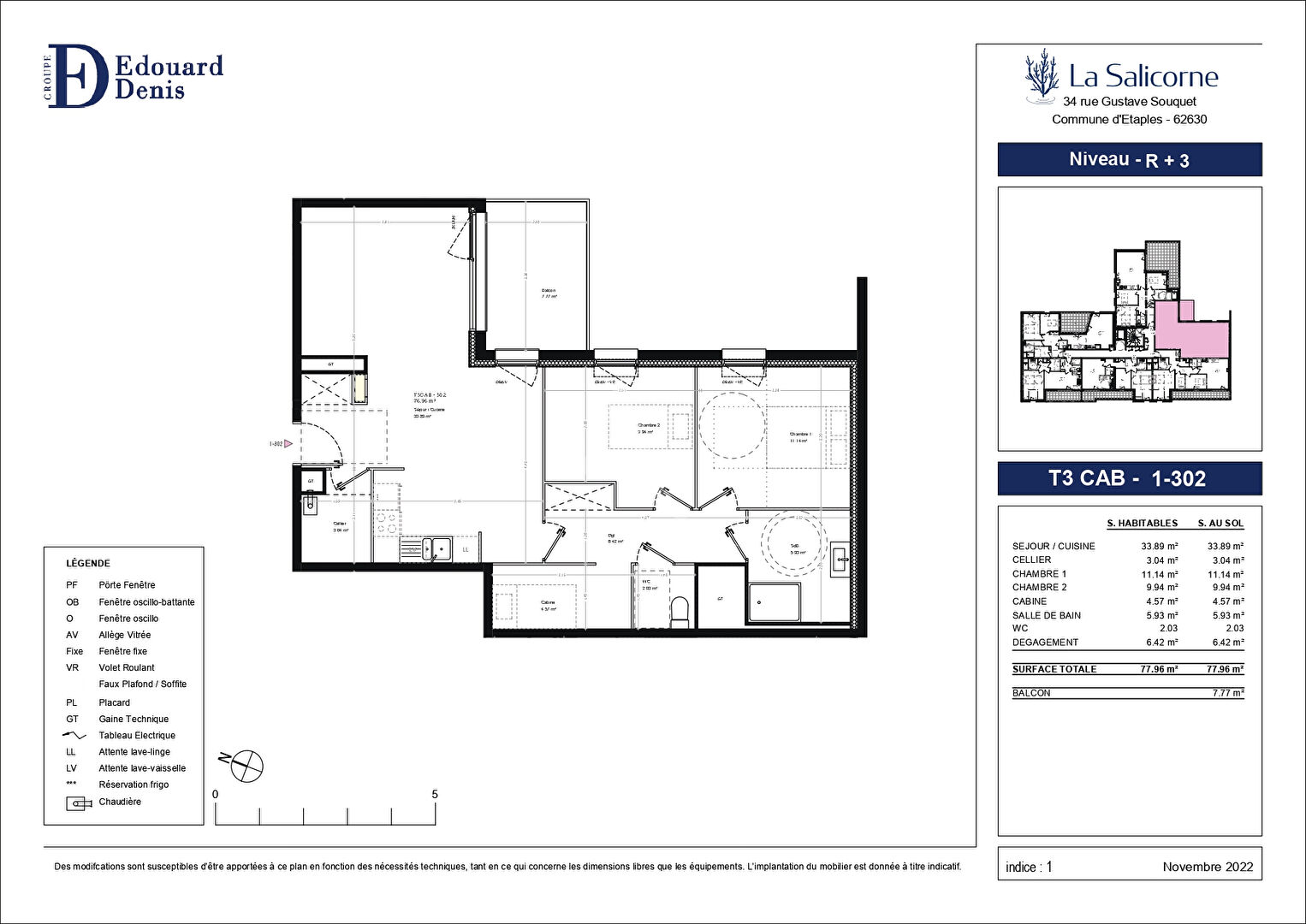 Photo Appartement Etaples 3 pièces 64.02m² + balcon 5.4m² image 3/4