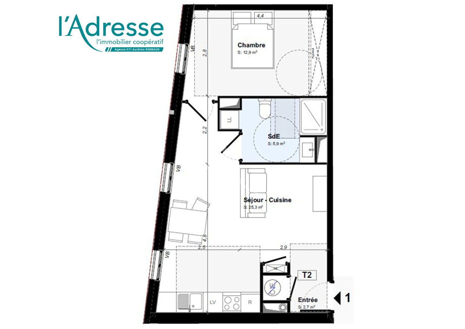 Photo Appart T2 Hyper centre, ascenseur, parking, Residence l'EDEN image 3/5