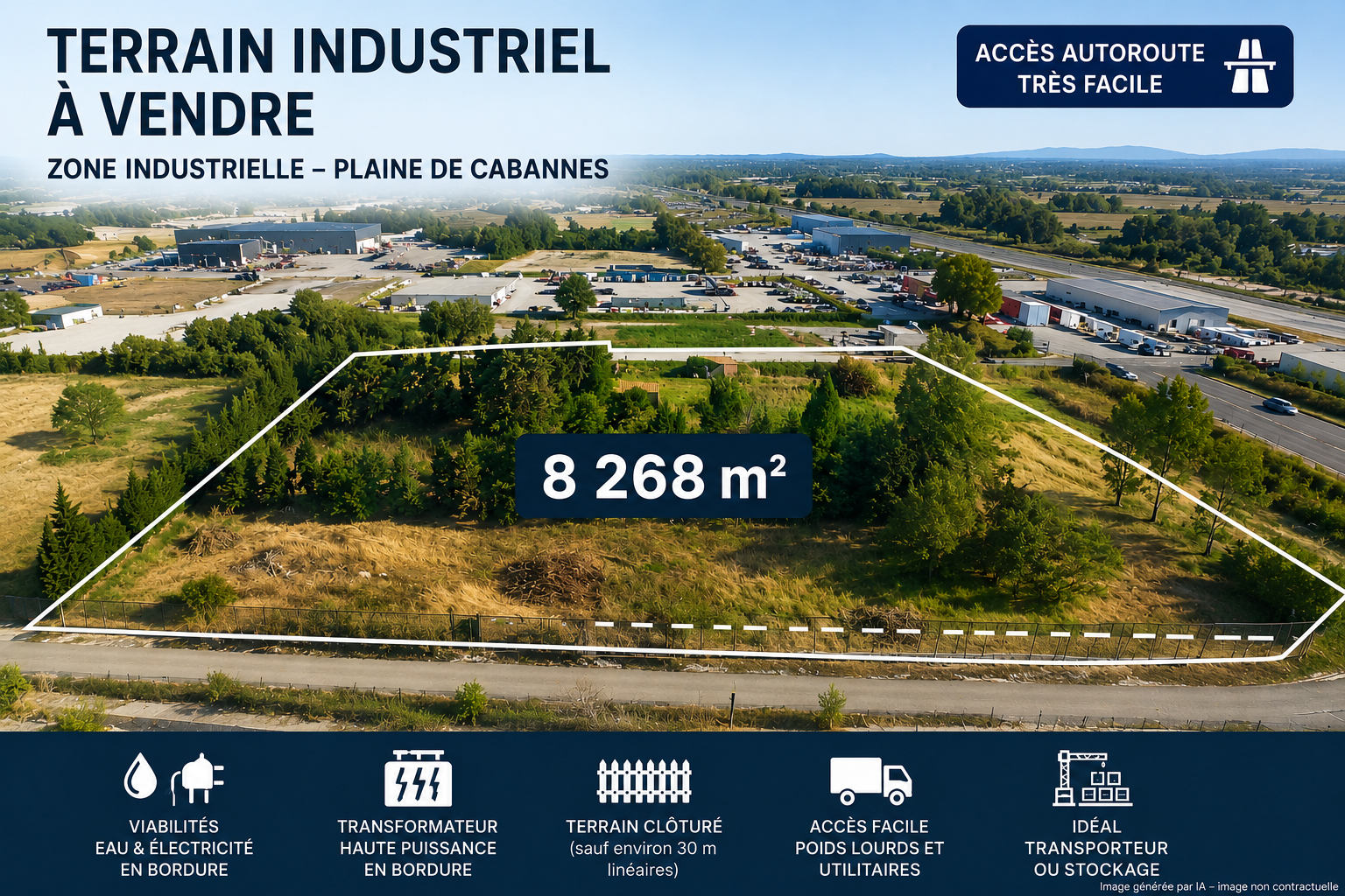 TERRAIN DE 8268 M² EN ZONE INDUSTRIELLE