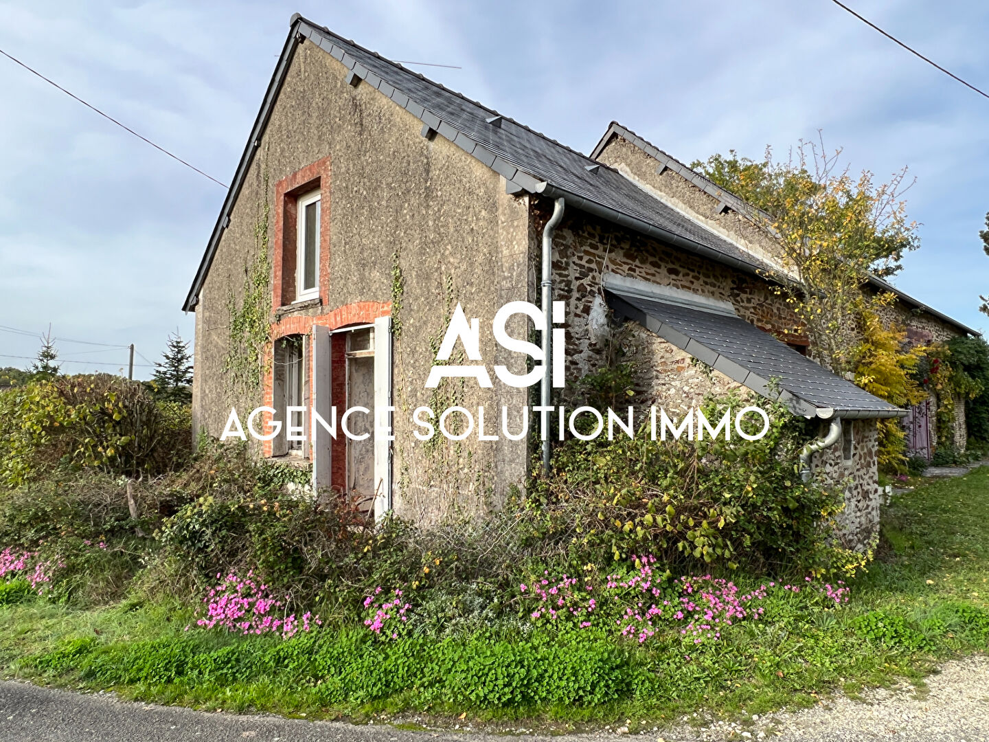Maison en pierre 40m2 - grange 65 m2 - terrain boisé 400 m2