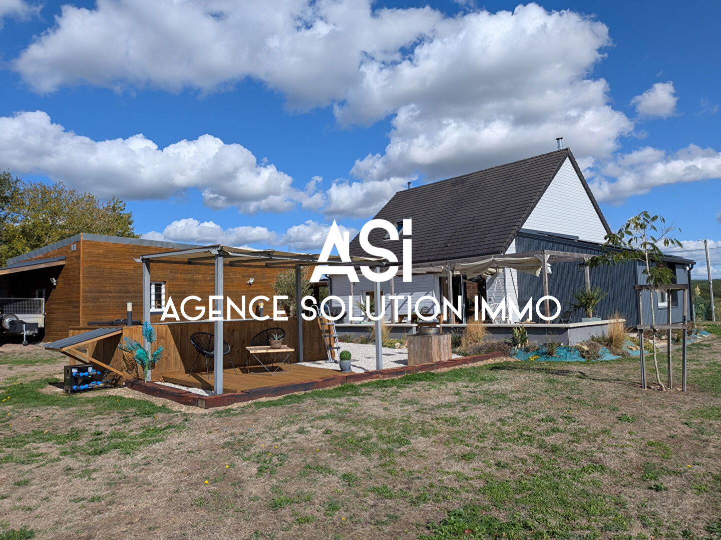 Maison ossature bois plain-pied - 6P 3 ch -  terrain 4600 m2 - dépendances - calme et tranquilité