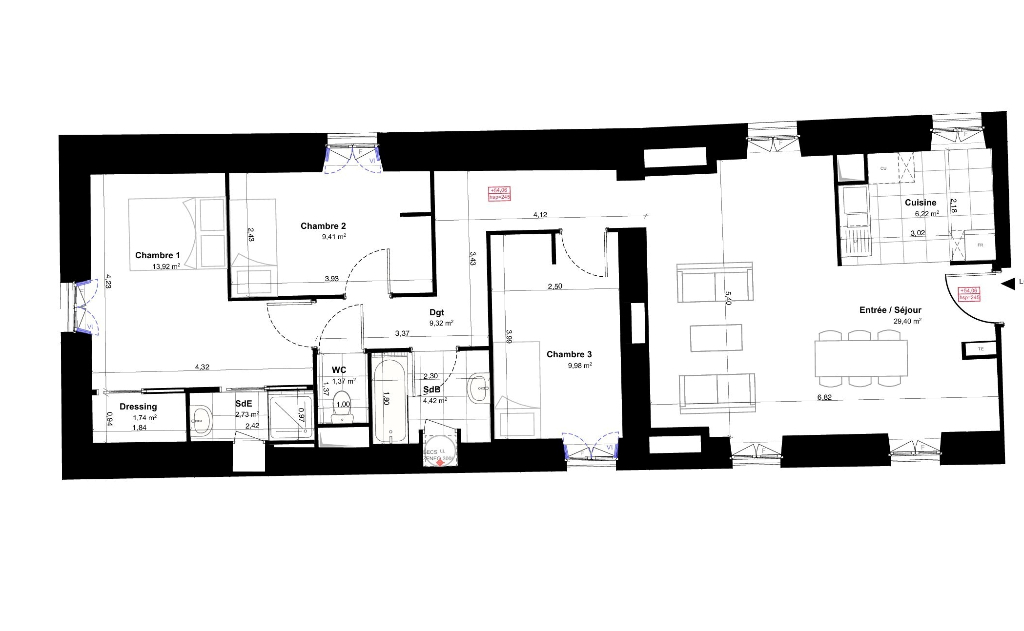 Photo CANCALE -  hypercentre - appartement 4 pièces 88.51m² - 2ème étage - stationnement. image 2/4