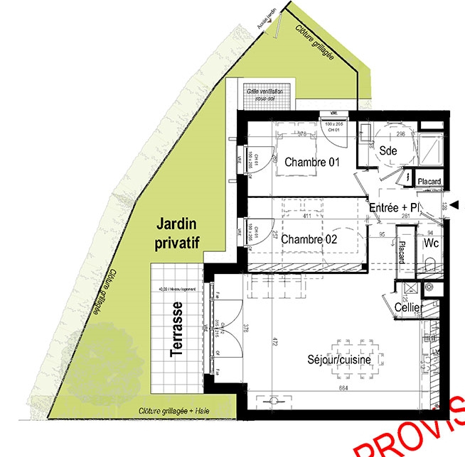 Photo DINARD  - Appartement 3 pièces Ouest - 68.94m²  - terrasse de 8.15m² - jardin de 40.57m² - garage image 2/3