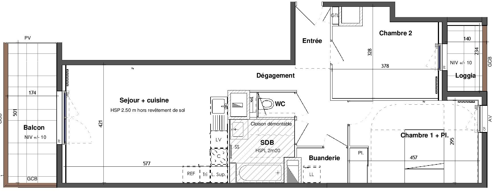 Photo RENNES - BORDS DE VILAINE- Appartement 3 pièces 66,09m² - Ouest - 3ème étage - ascenseur - balcon de 9,32m² - loggia de 3,10m² - stationnement image 2/3