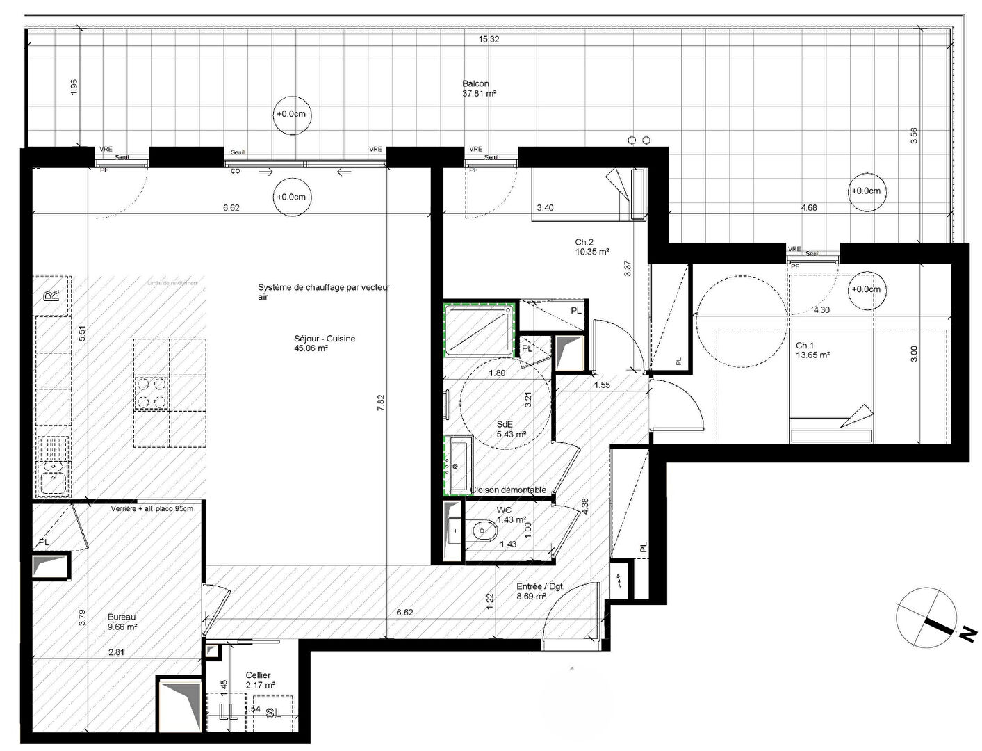 Photo NANTES - TRIANGLE D'OR - Monselet  - Appartement 4 pièces de 96.44m² Sud Ouest- 4ème étage- terrasse de 37.81m² - ascenseur - stationnements image 2/3