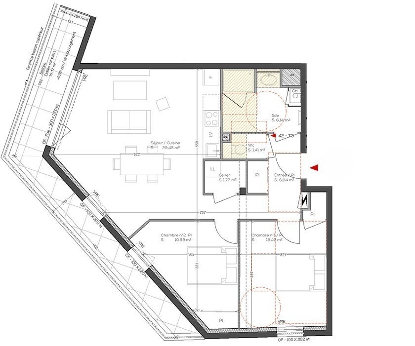 Photo VANNES - Appartement 3 pièces 4ème étage - Sud- 70.12m² - ascenseur - balcon 15.17m² - garage image 2/3