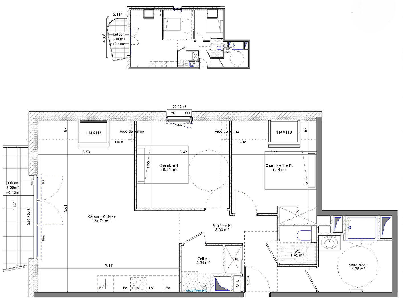 Photo Saint Erblon - appartement 3 pièces 63.63m² Sud Ouest - 2ème étage - balcon 8m² - ascenseur - garage image 2/3