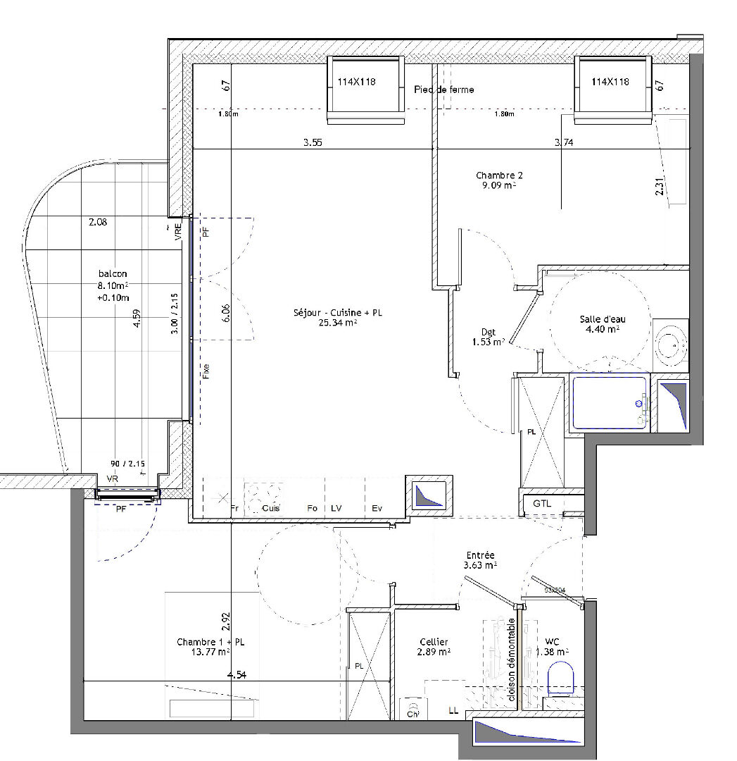 Photo Saint Erblon - appartement 3 pièces 62.03m² Sud - 2ème étage - balcon 8.10m² - ascenseur - garage image 2/3