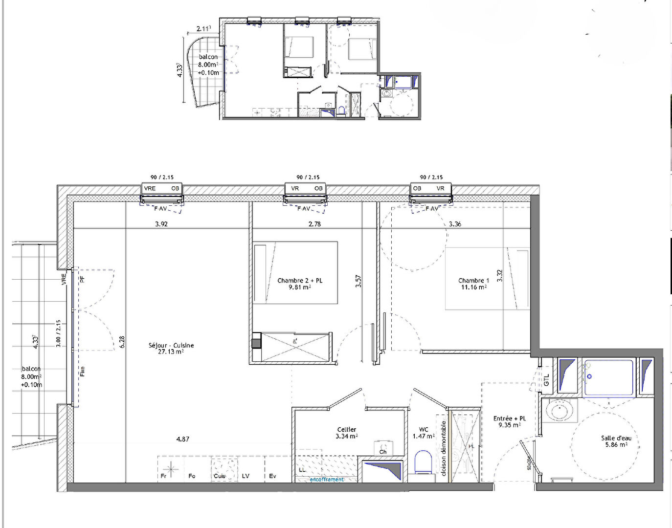 Photo Saint Erblon - appartement 3 pièces 68.12m² Sud Ouest- 1er étage - balcon 8m² - ascenseur - garage image 2/3