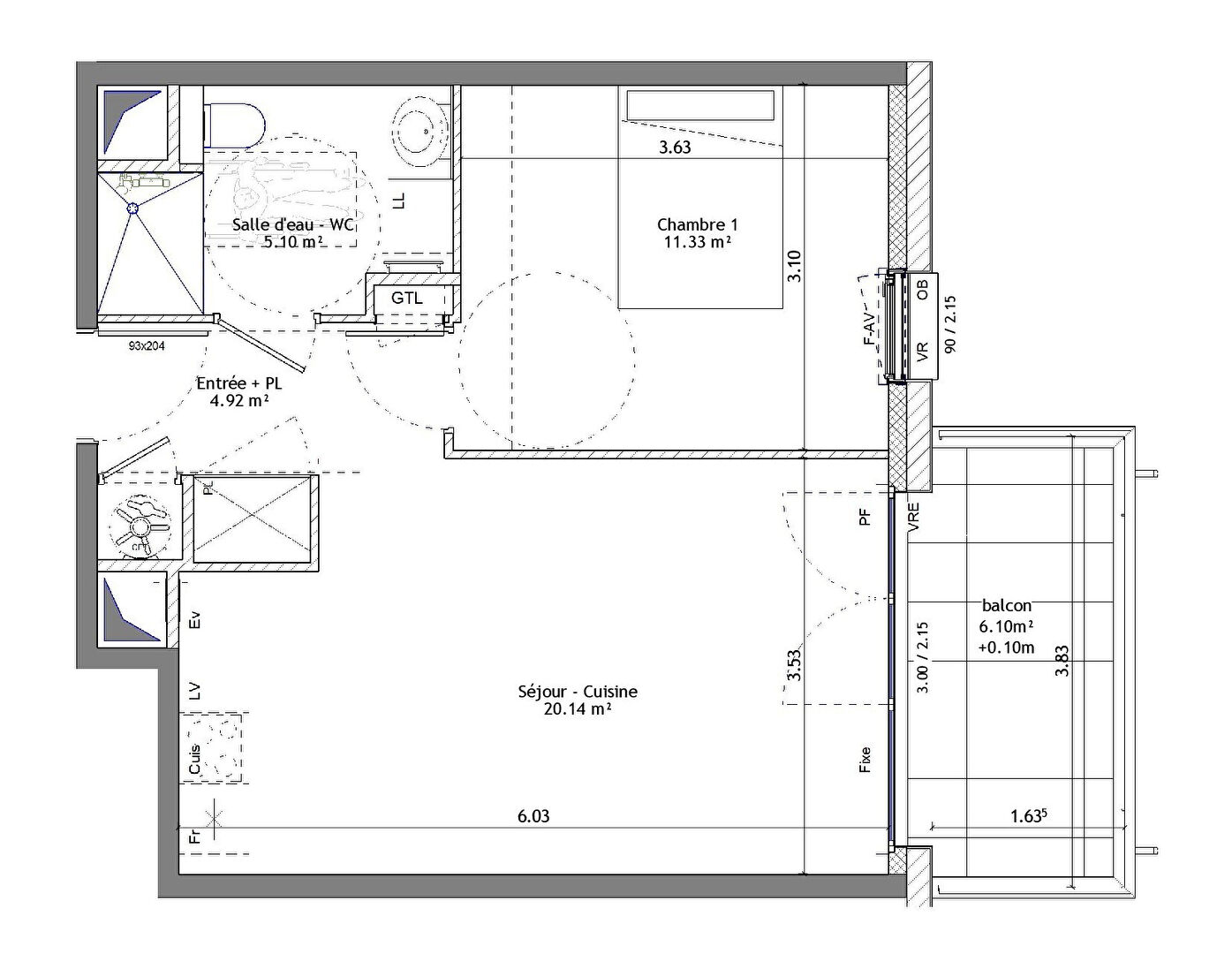 Photo Saint Erblon - appartement 2 pièces 41.49m²  - 1er étage - balcon 6.10m² - ascenseur - stationnement image 2/3