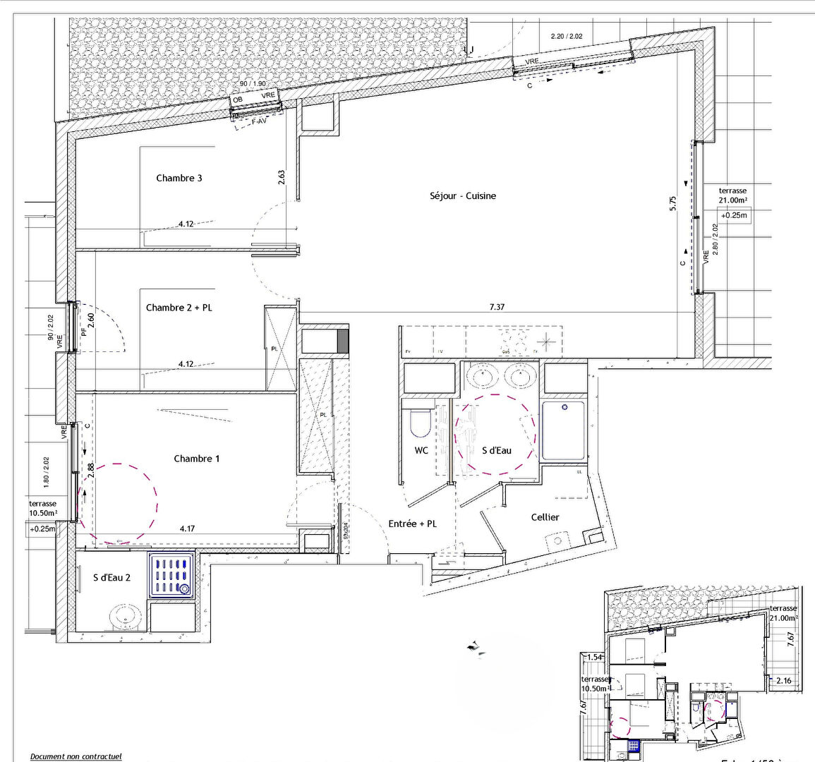 Photo ORGERES - Appartement 4 pièces 89.69m² Sud - 3ème étage - ascenseur - terrasses 31.50m² - garage et stationnement image 2/3
