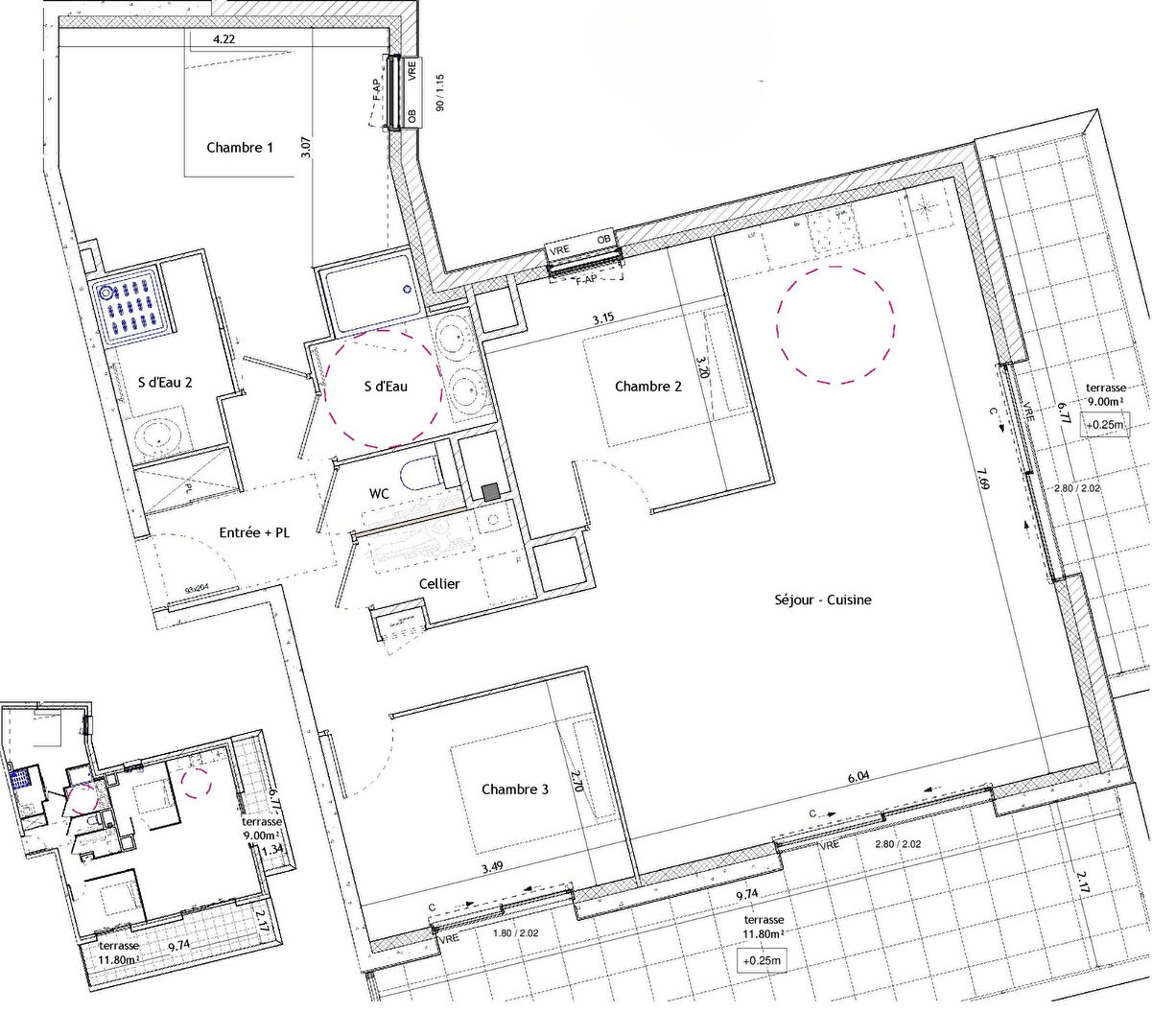 Photo ORGERES - Appartement 4 pièces 91.50m² Sud Ouest - 3ème étage - ascenseur - terrasses 20.80m² - garage et stationnement image 2/3