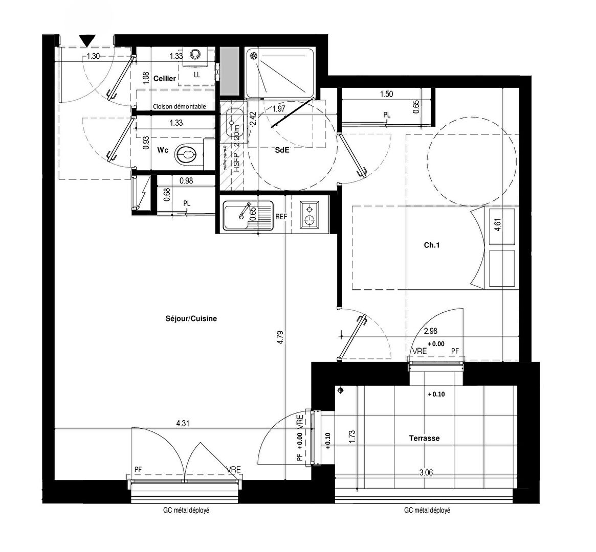 Photo COURROUZE / ST JACQUES - Appartement 2 pièces 45.59m² - 1er etage - ascenseur - terrasse de 5.30m² image 2/3
