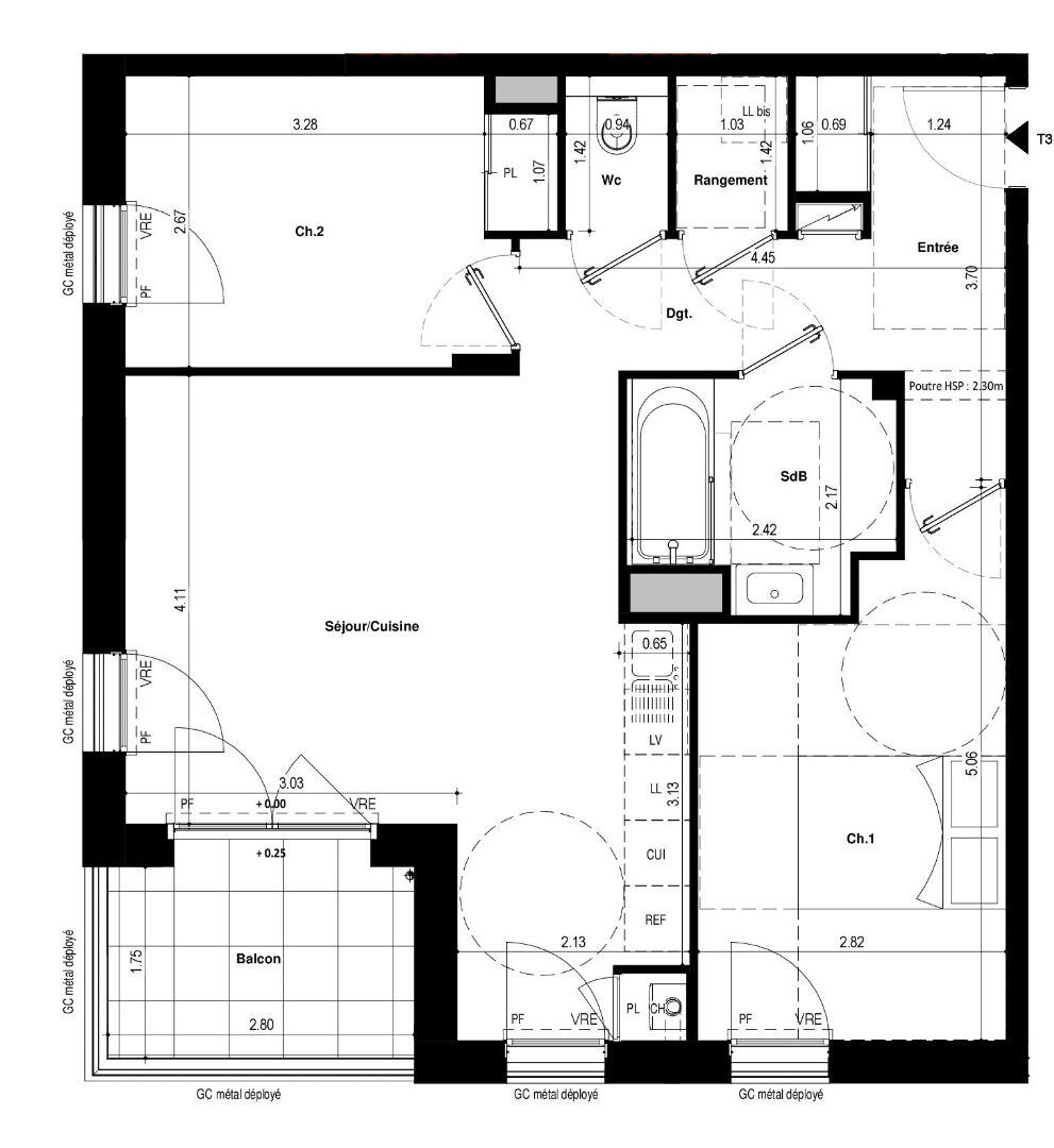 Photo COURROUZE / ST JACQUES - Appartement 3 pièces 61.93m² Ouest- 4ème étage - ascenseur - balcon de 4.90m² - stationnement image 2/3