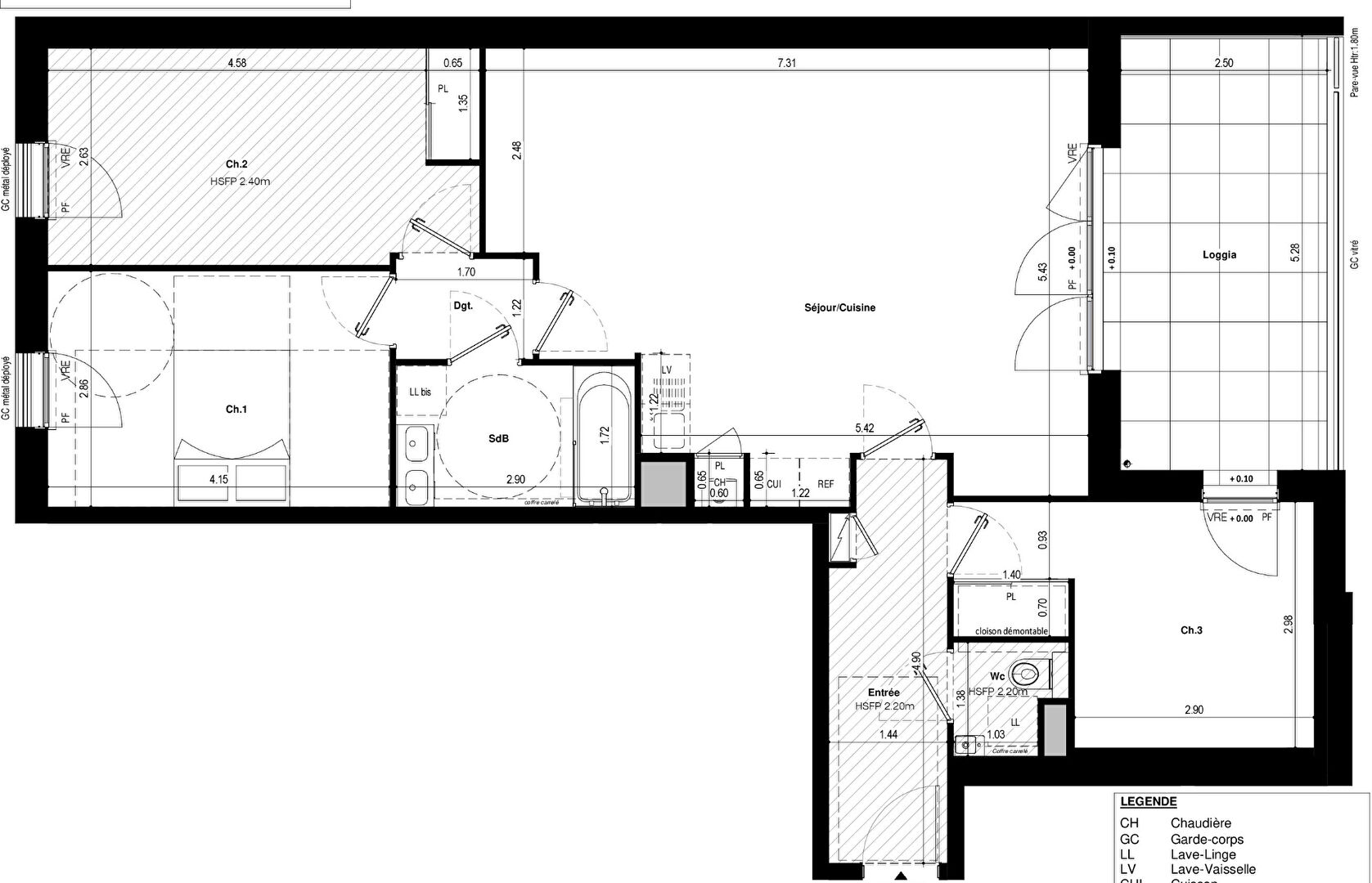 Photo COURROUZE / ST JACQUES - Appartement 4 pièces 86.69m² Sud- 3ème étage - ascenseur - loggia 13.21m² - stationnement image 2/3