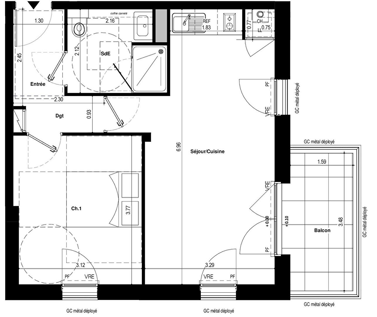 Photo COURROUZE / ST JACQUES - Appartement 2 pièces 44.04m² Sud -1er etage - ascenseur - balcon 5.53m² image 2/3