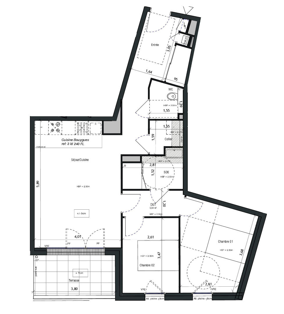 Photo VANNES - Appartement 3 pièces  68.12m² Sud Ouest avec terrasse 7.23m² - ascenseur - 1er étage - stationnement image 2/3