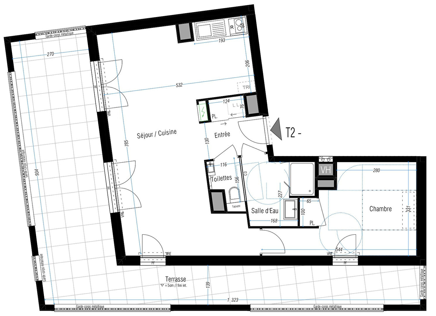 Photo RENNES - quartier Jeanne d'Arc - Appartement 2 pièces Sud Ouest - 7ème et dernier étage - ascenseur - terrasse de 40.43m² - stationnement image 2/3