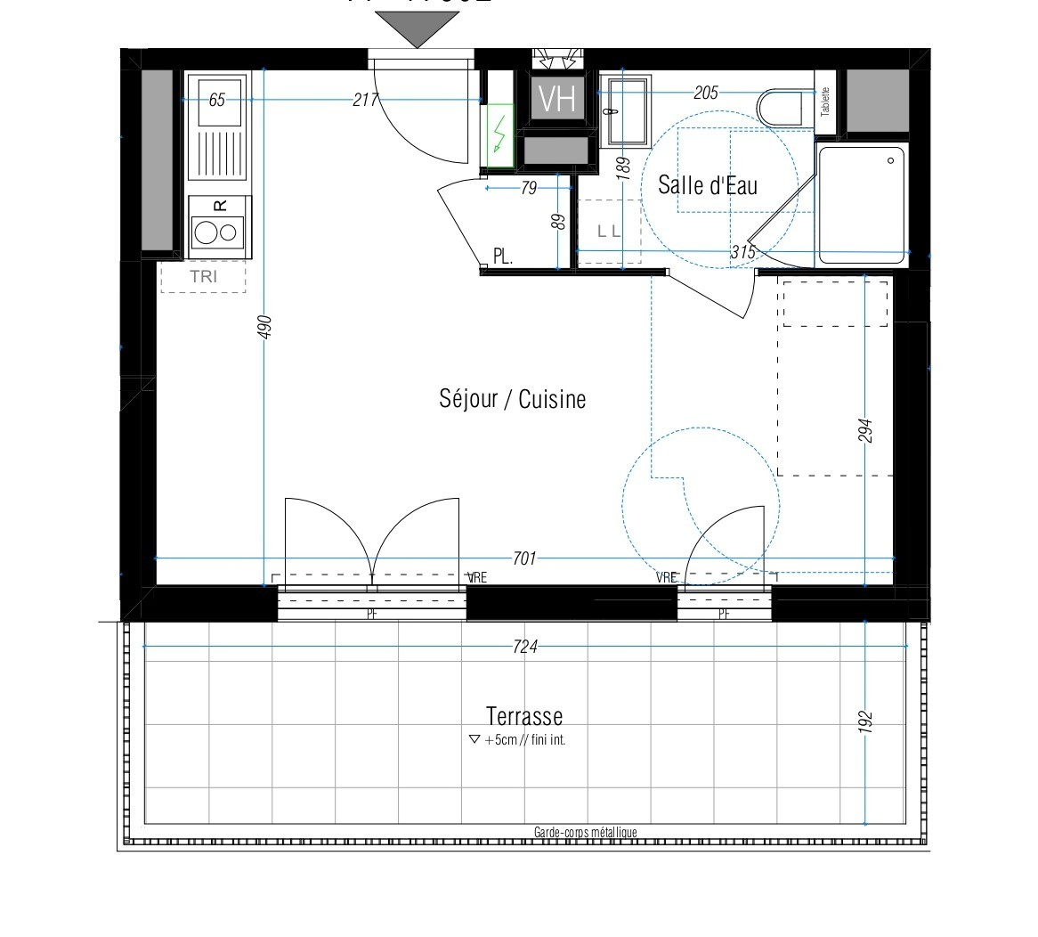 Photo RENNES - Gayeulles - Appartement studio 32.20m² - 5ème étage - ascenseur - terrasse 13.90m² image 2/3