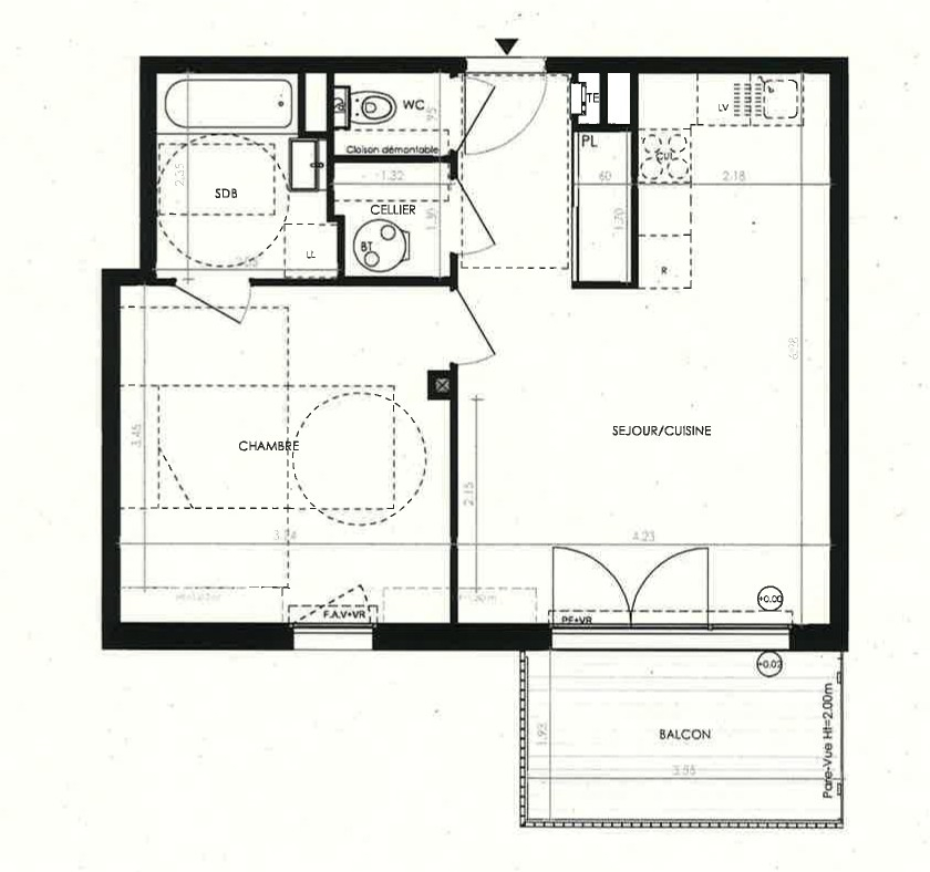 Photo LA RICHARDAIS - Appartement 2 pièces de 46.05m² Sud - dernier étage - balcon 6.80m² - stationnement privatif image 2/4