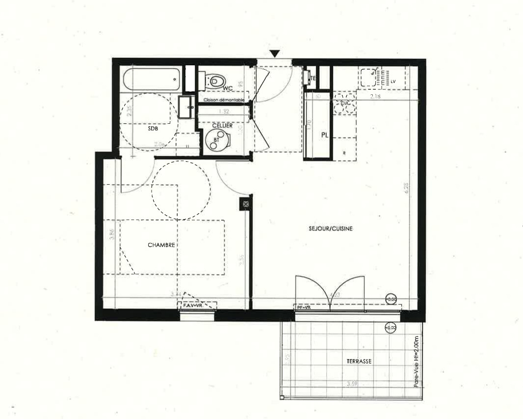 Photo LA RICHARDAIS - Appartement 2 pièces de 47.50m² Sud - 1er étage - ascenseur - terrasse 7m² - stationnement privatif image 2/3