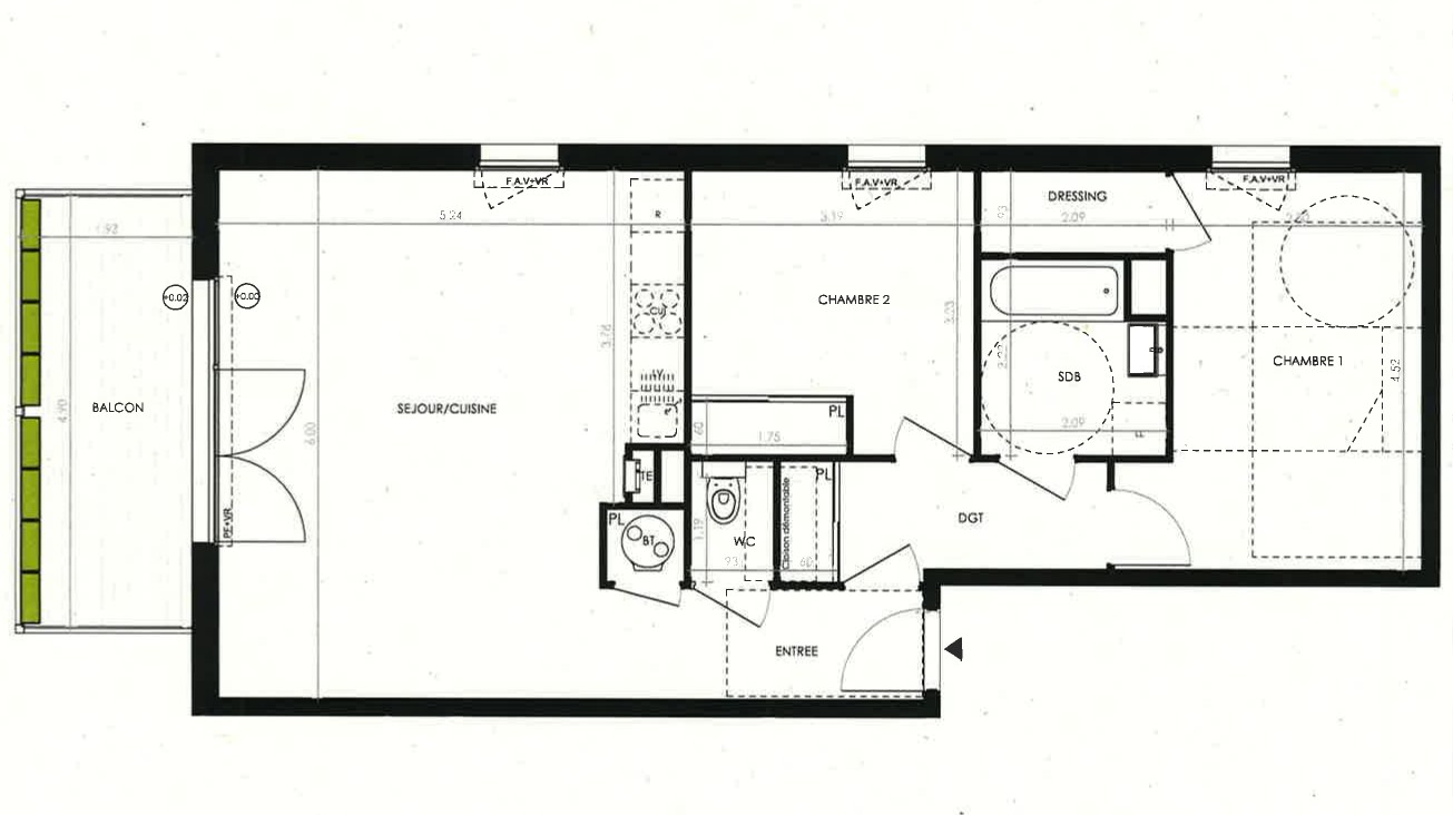 Photo LA RICHARDAIS - Appartement 3 pièces de 70.30m² - 2ème étage - balcon 8.45m² - stationnements privatifs image 2/3