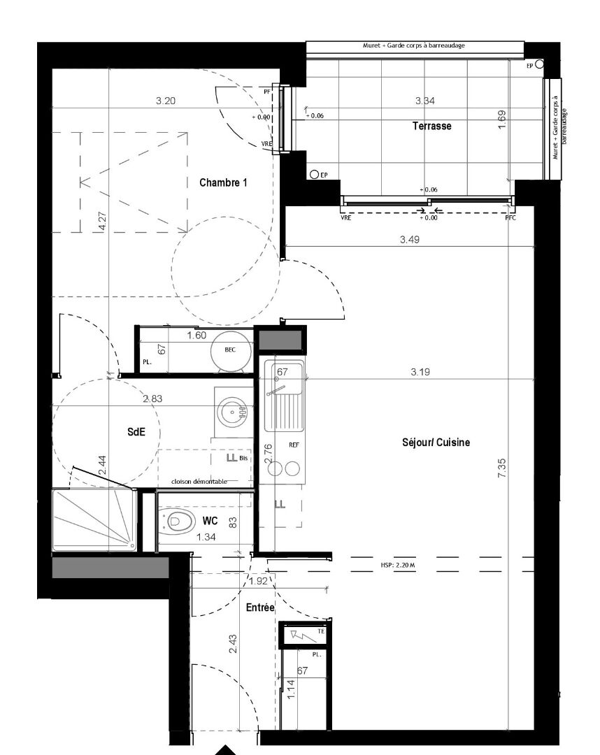 Photo VITRE - Appartement 2 pièces de 49.22m² - 1er étage - ascenseur - terrasse 5.70m² - stationnement image 2/3