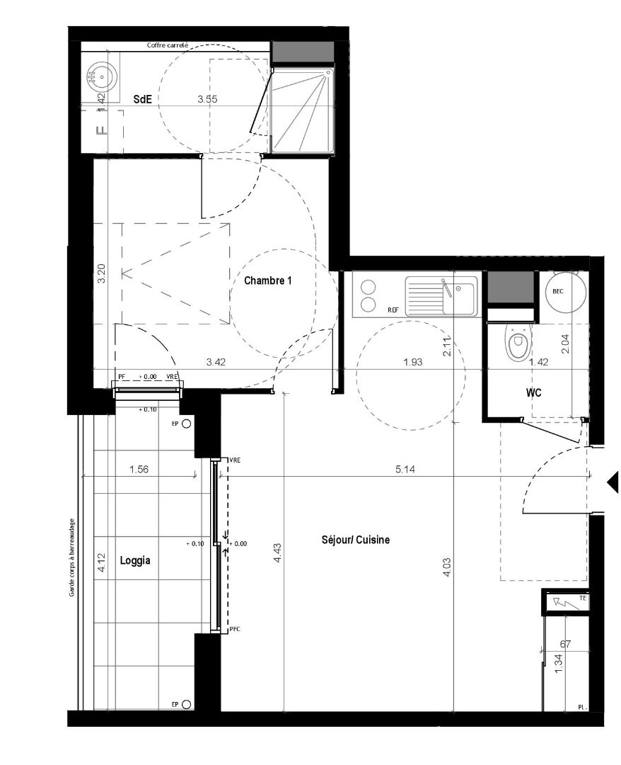 Photo VITRE - Appartement 2 pièces de 43.55m² Ouest- 2ème étage - ascenseur - loggia 6.41m² - stationnement image 2/3