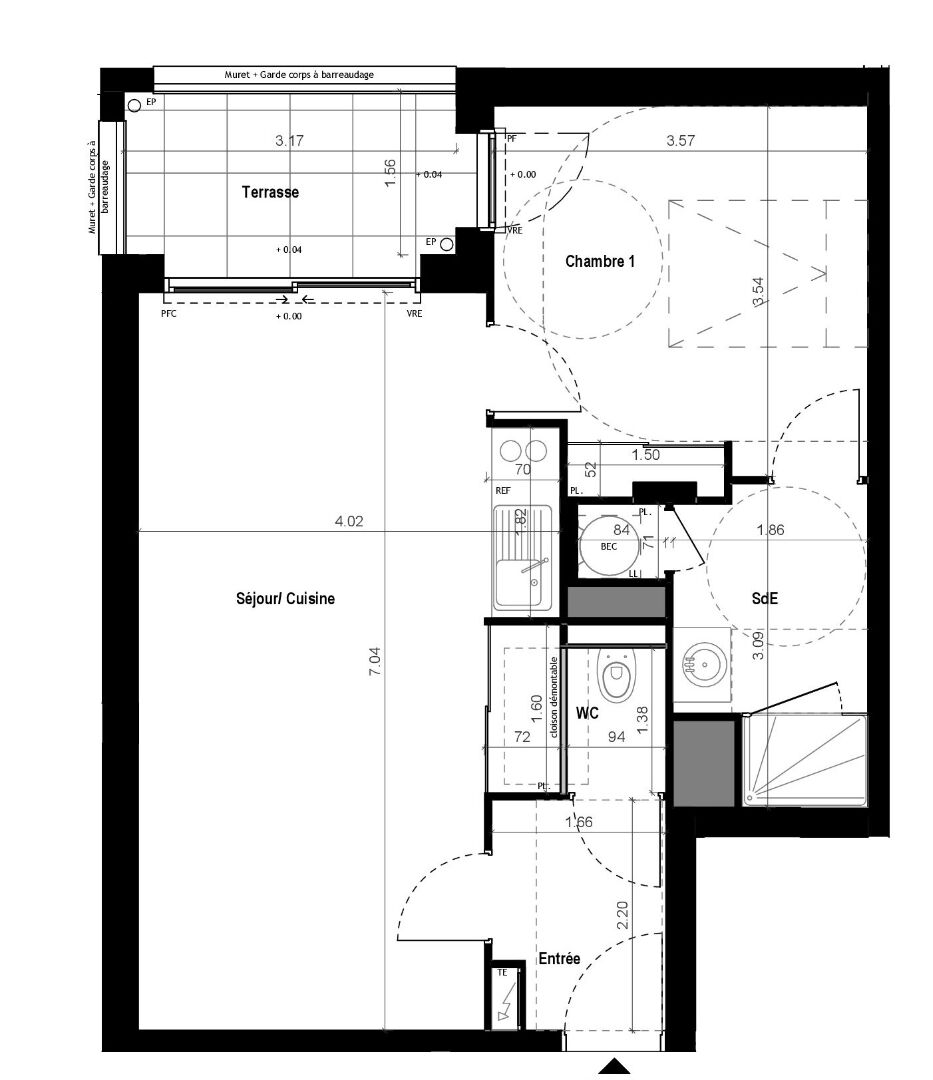 Photo VITRE - Appartement 2 pièces de 48.61m² - 1er étage - ascenseur - terrasse 4.95m² - stationnement image 2/3