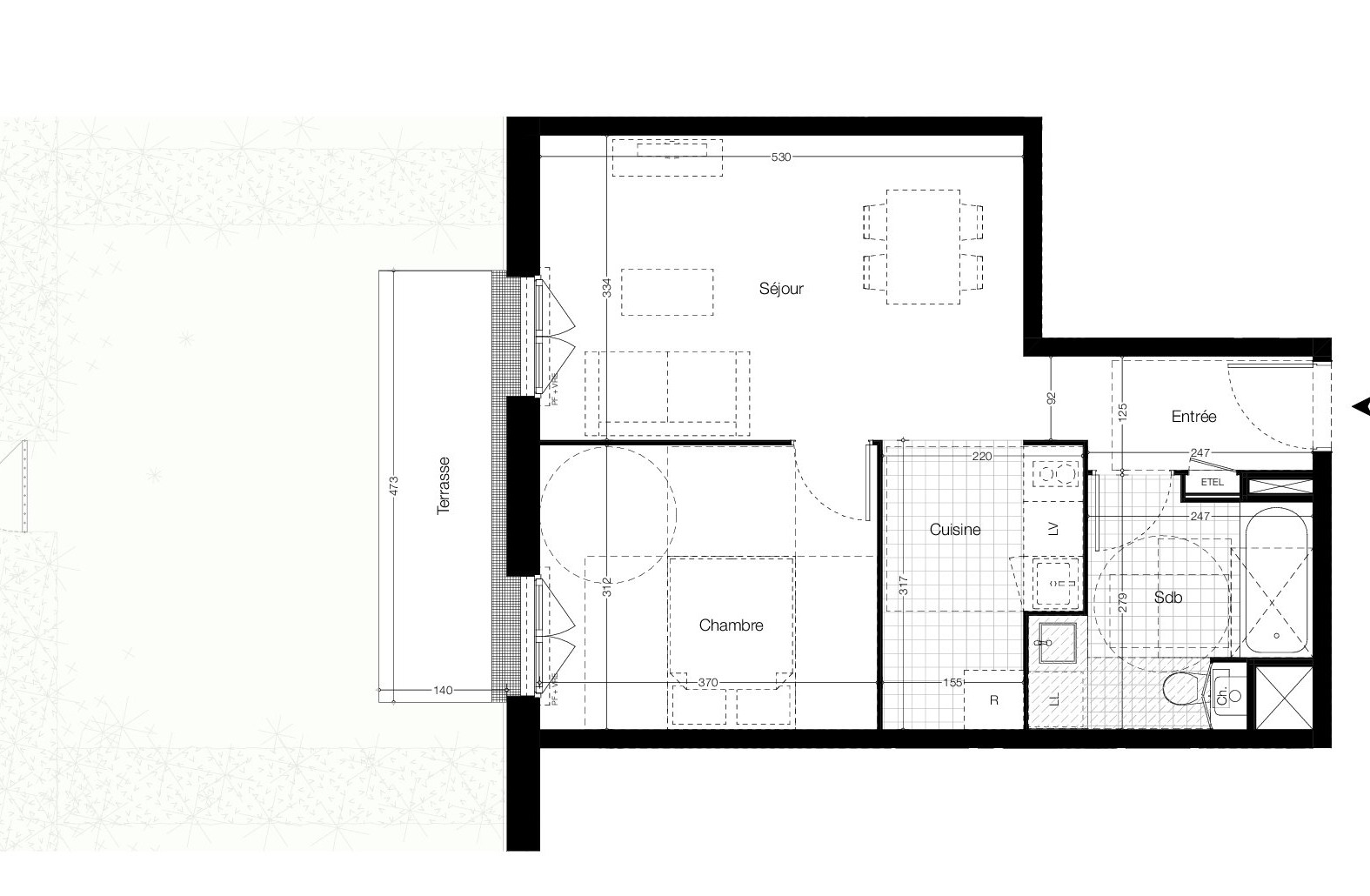 Photo VITRE - Appartement 2 pièces 45.40m² Ouest - terrasse de 6.60m² - rez-de-chaussée - ascenseur -  stationnement image 2/3