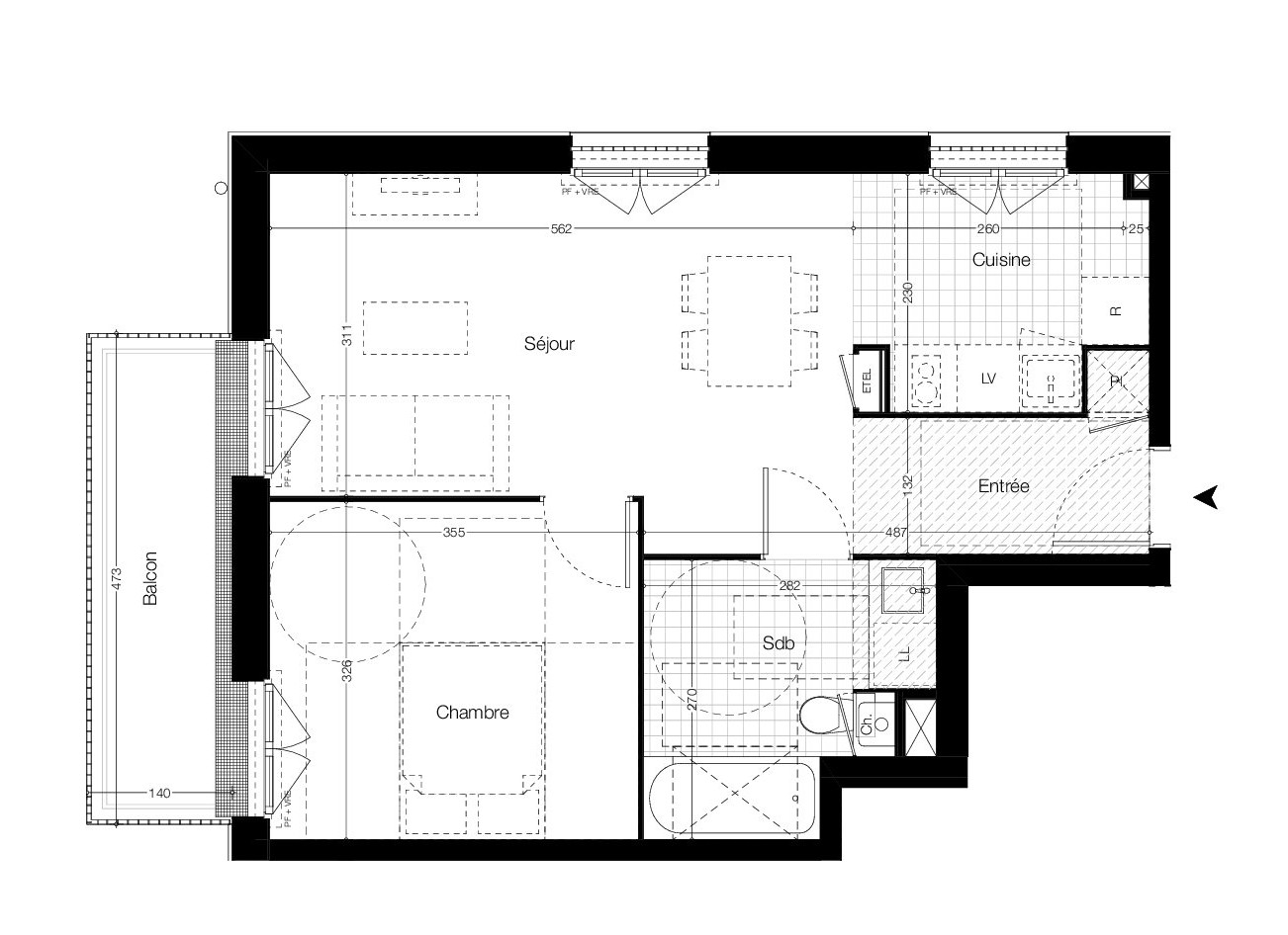 Photo VITRE - Appartement 2 pièces 46.50m² Ouest - 1er étage - balcon 6.30m² - ascenseur - stationnement image 2/3