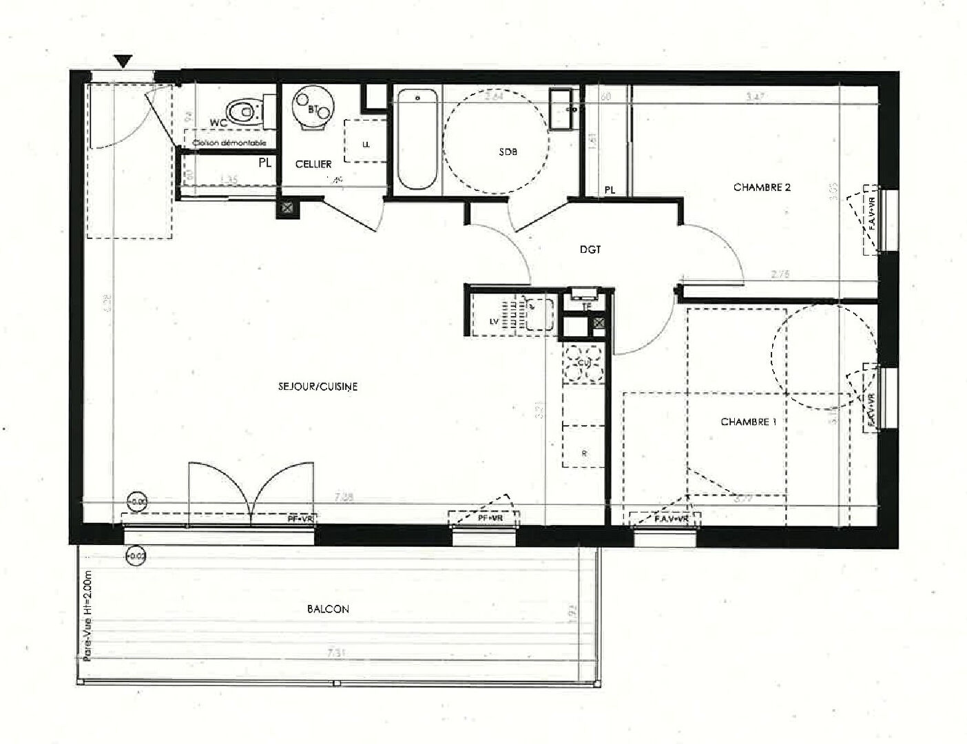 Photo LA RICHARDAIS - Appartement 3 pièces de 67.95m² Sud - 2ème étage - ascenseur - balcon 14.05m² - stationnement image 2/3
