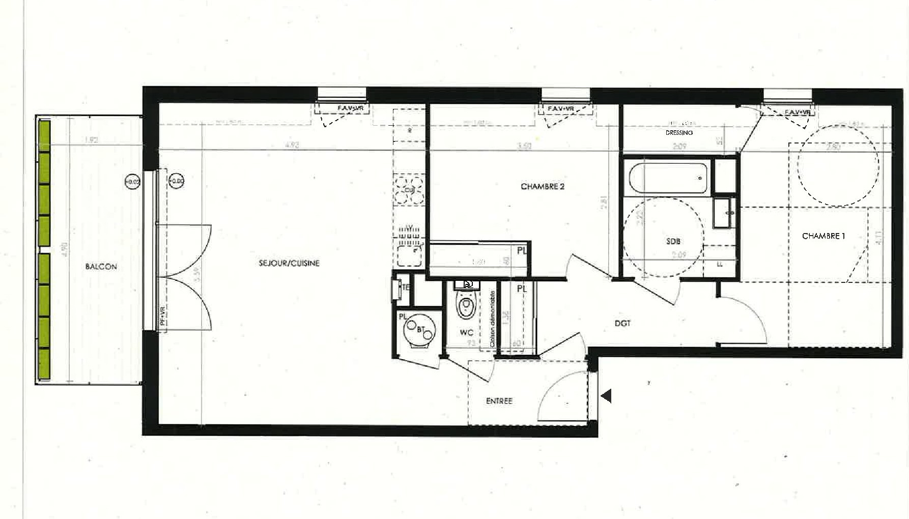 Photo LA RICHARDAIS - Appartement 3 pièces de 66.15m² Ouest- 2ème étage - balcon 8.40m² - stationnements privatifs image 2/3