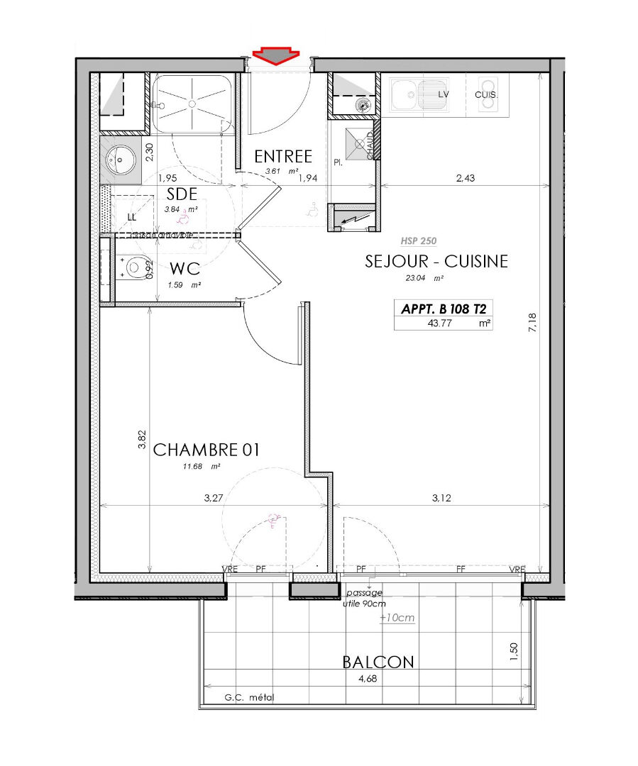 Photo Saint Malo - Appartement 2 pièces - 43.77m² - 1er étage - ascenseur - balcon 6m² - stationnement image 2/3