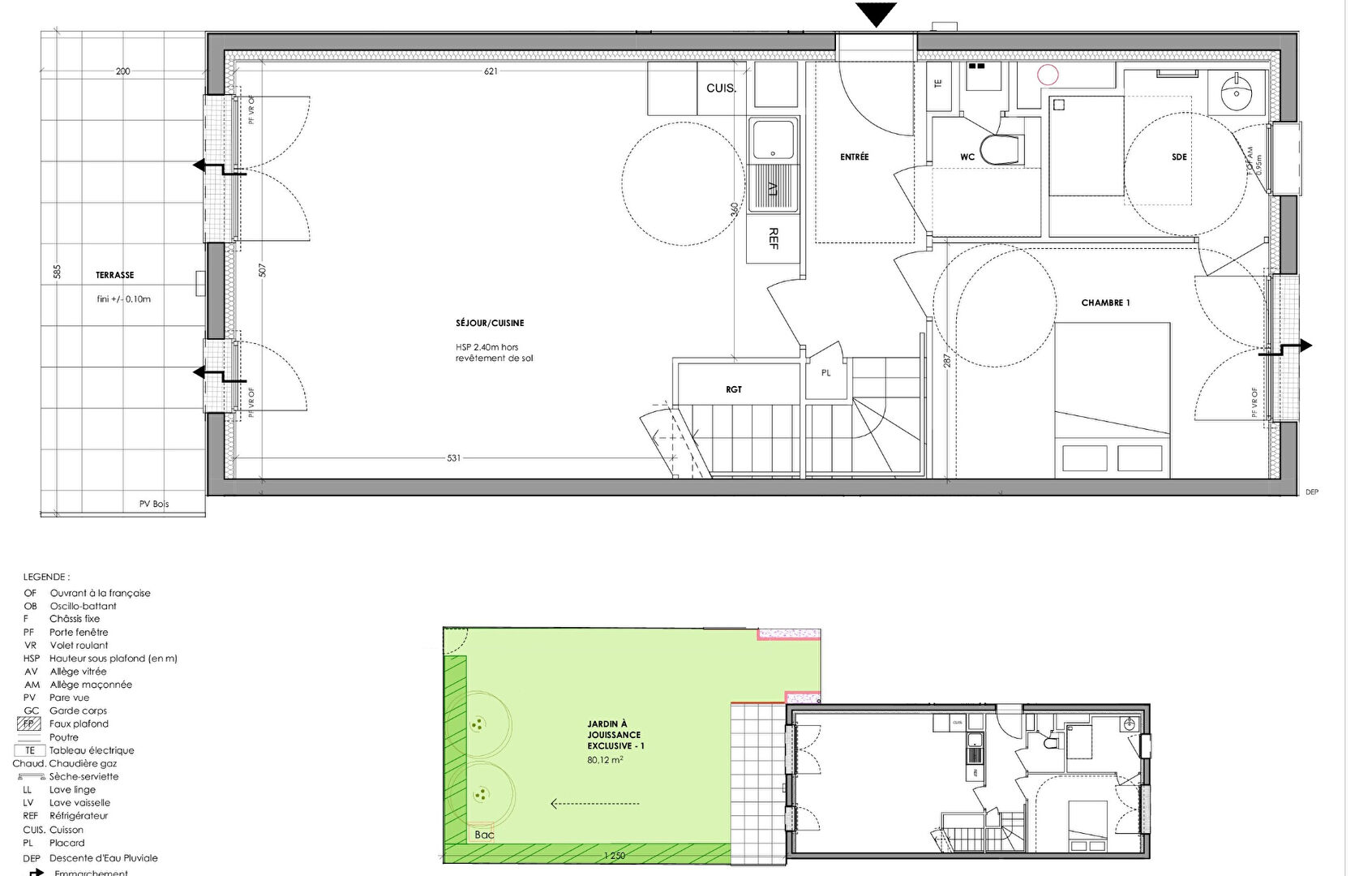 Photo CHANTEPIE - Appartement 5 pièces duplex 114.81m² Ouest - terrasse et jardin de 80.12m² - stationnements image 2/4